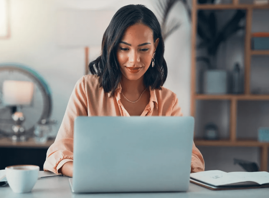 woman working on laptop